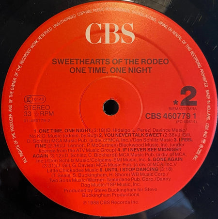 Sweethearts Of The Rodeo : One Time, One Night (LP, Album)