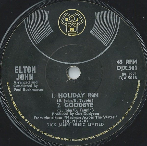 Elton John : Rocket Man (I Think It's Going To Be A Long, Long Time) (7", Single)