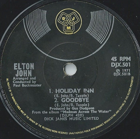 Elton John : Rocket Man (I Think It's Going To Be A Long, Long Time) (7", Single)