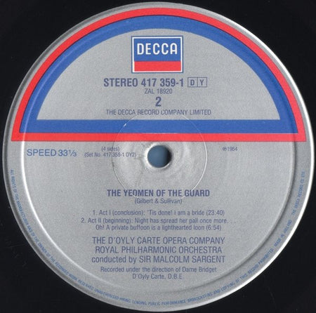 D'Oyly Carte Opera Company : The Yeomen Of The Guard / Trial By Jury (2xLP, Album, RE)