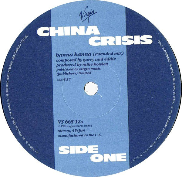 China Crisis : Hanna Hanna (Extended Mix) (12")