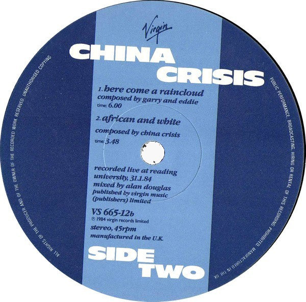 China Crisis : Hanna Hanna (Extended Mix) (12")