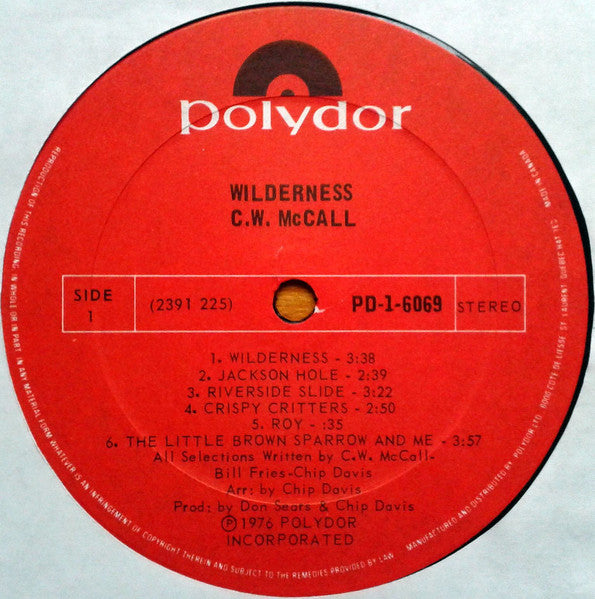 C.W. McCall : Wilderness (LP, Album, Gat)