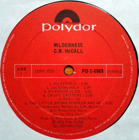 C.W. McCall : Wilderness (LP, Album, Gat)