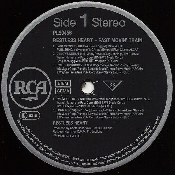 Restless Heart : Fast Movin' Train (LP, Album)