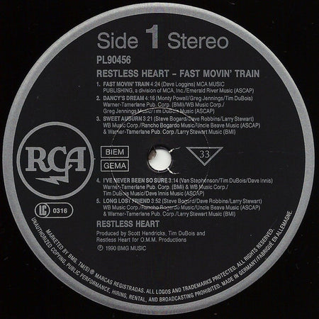 Restless Heart : Fast Movin' Train (LP, Album)