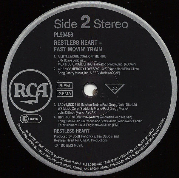 Restless Heart : Fast Movin' Train (LP, Album)