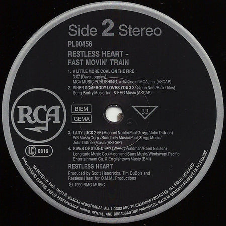 Restless Heart : Fast Movin' Train (LP, Album)