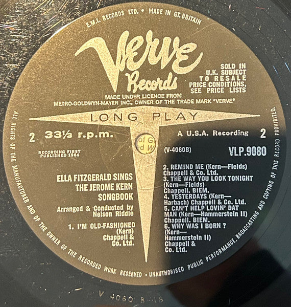Ella Fitzgerald : Ella Fitzgerald Sings The Jerome Kern Song Book (LP, Album, Mono)