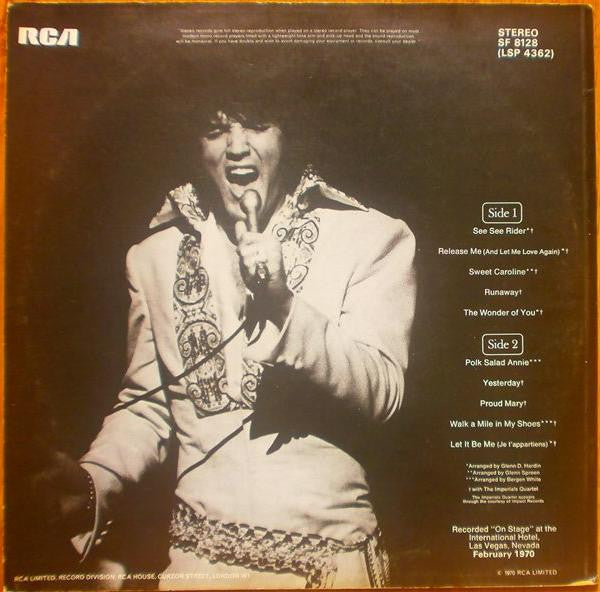 Elvis Presley : On Stage (LP, Album, Pos)