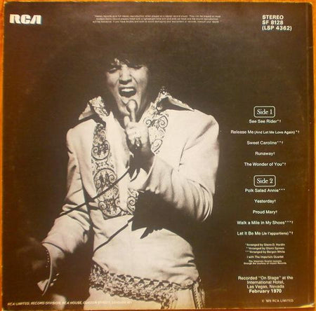 Elvis Presley : On Stage (LP, Album, Pos)