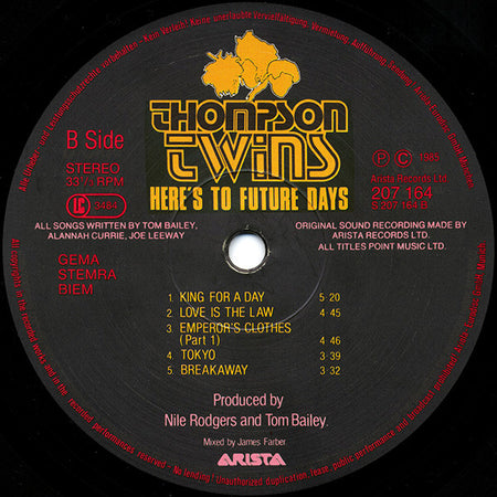 Thompson Twins : Here's To Future Days (2xLP, Album)