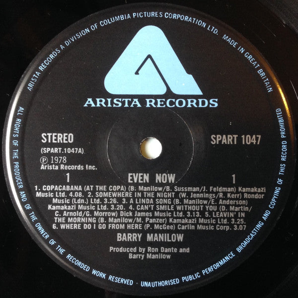 Barry Manilow : Even Now (LP, Album, Bla)