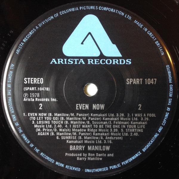 Barry Manilow : Even Now (LP, Album, Bla)