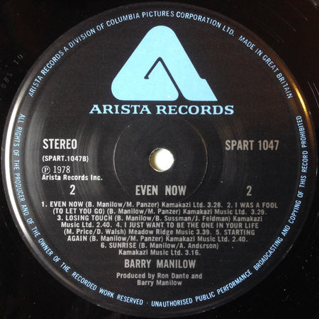 Barry Manilow : Even Now (LP, Album, Bla)