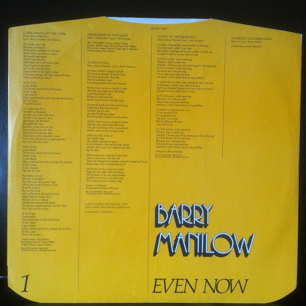 Barry Manilow : Even Now (LP, Album, Bla)