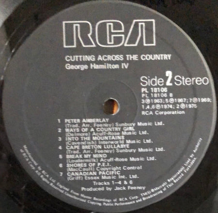 George Hamilton IV : Cutting Across The Country (LP, Album)
