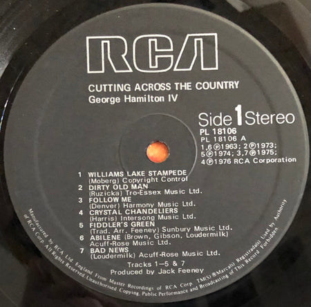 George Hamilton IV : Cutting Across The Country (LP, Album)