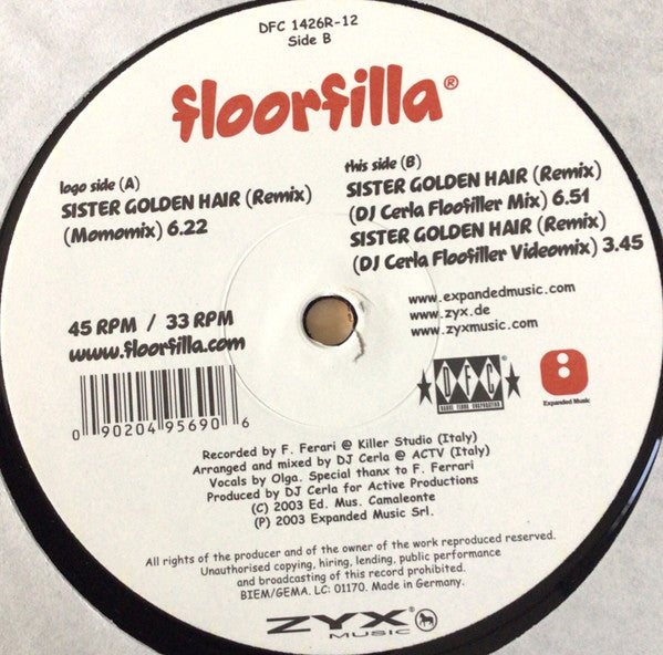 Floorfilla : Sister Golden Hair (Remix) (12")