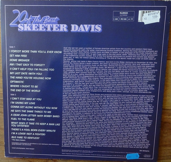 Skeeter Davis : 20 Of The Best (LP, Comp)