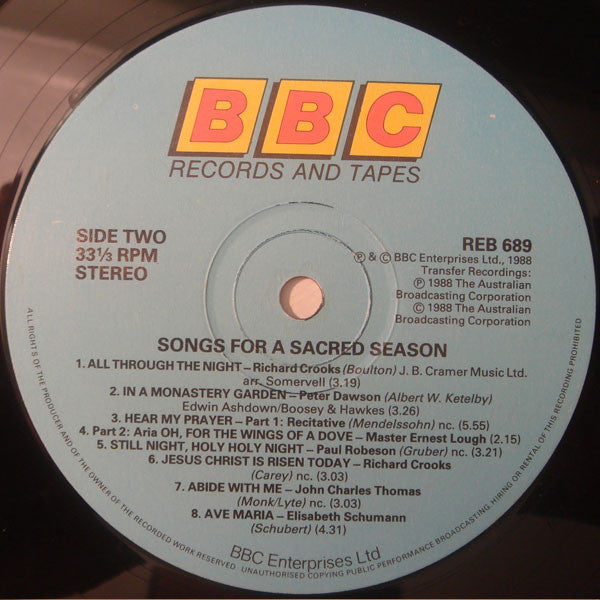Various : Songs For A Sacred Season (LP, Comp, Alt)
