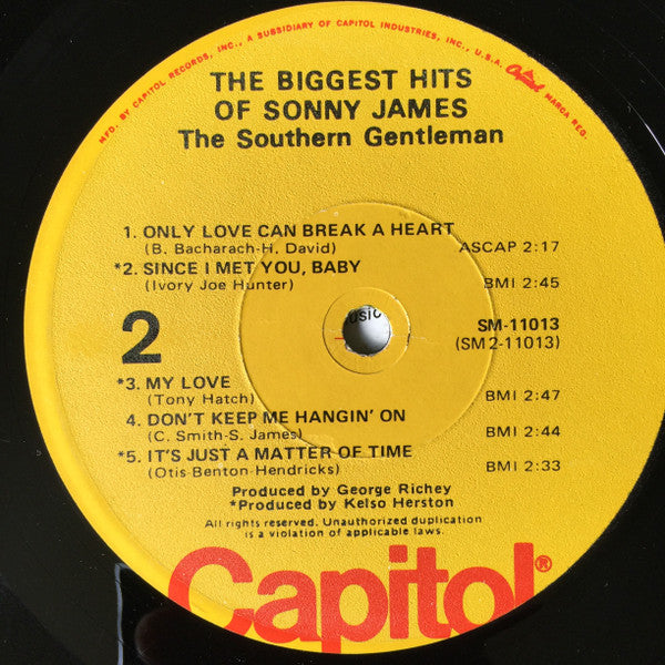 Sonny James : The Biggest Hits Of Sonny James (LP, Comp, RE, Yel)