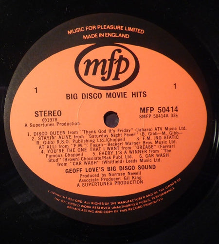 Geoff Love's Big Disco Sound : Big Disco Movie Hits (LP, Album)