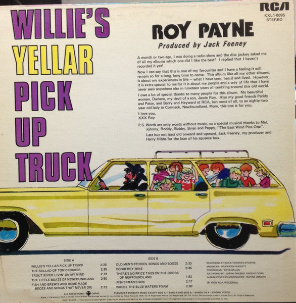 Roy Payne (2) : Willie's Yellar Pick Up Truck (LP, Album)