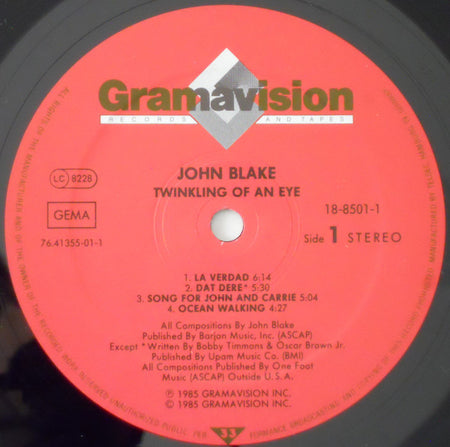 John Blake : Twinkling Of An Eye (LP, Album)