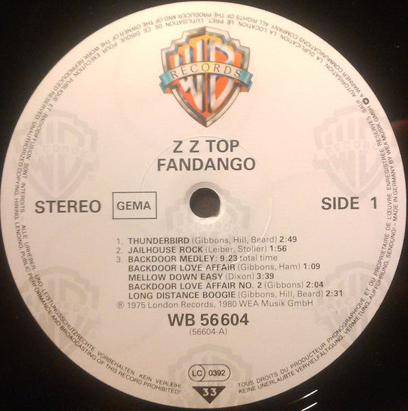 ZZ Top : Fandango! (LP, Album, RE)