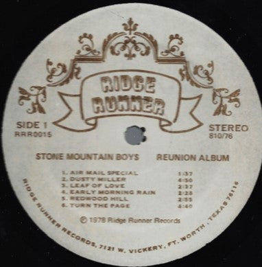 Stone Mountain Boys : Stone Mountain Boys Reunion Album (LP, Album)