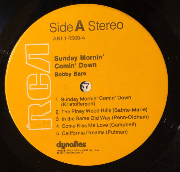 Bobby Bare : Sunday Mornin' Comin' Down (LP, Comp, Ind)