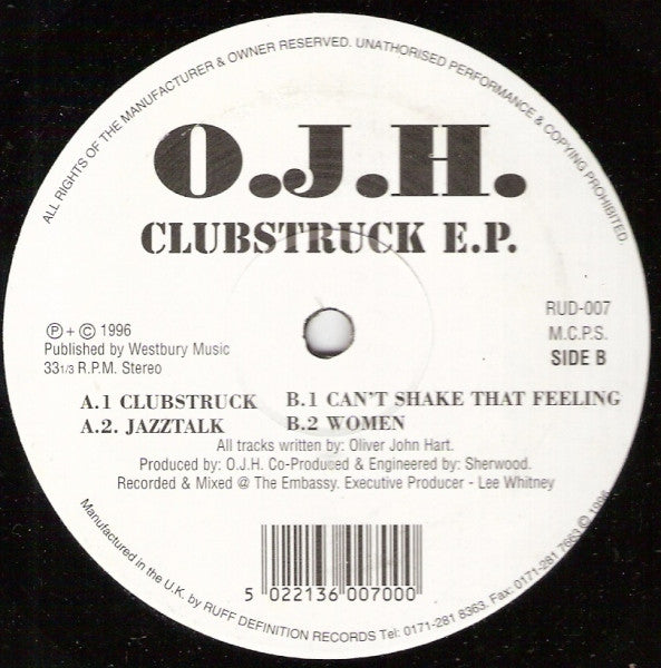 O.J.H. : Clubstruck E.P. (12", EP)