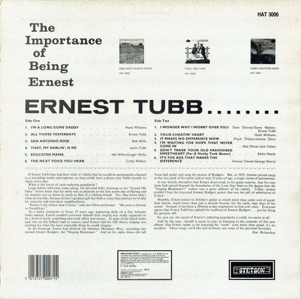 Ernest Tubb : The Importance Of Being Ernest (LP, Album, Mono, RE)