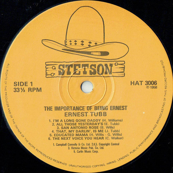 Ernest Tubb : The Importance Of Being Ernest (LP, Album, Mono, RE)