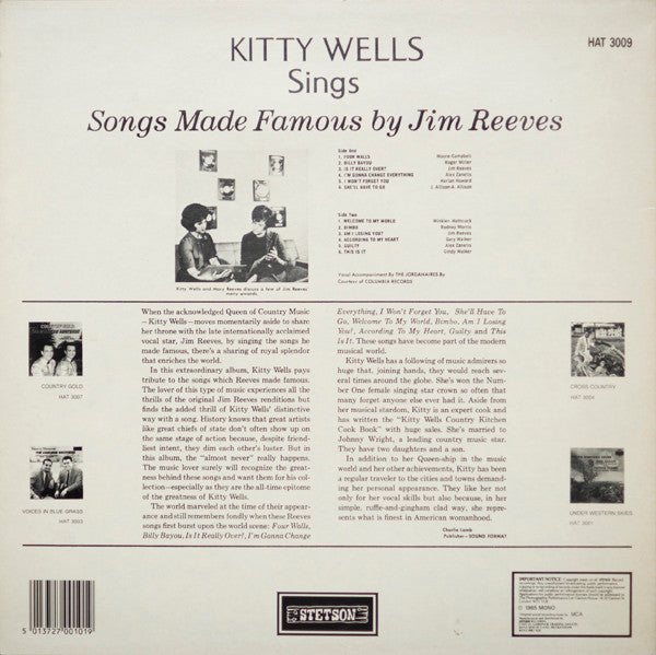 Kitty Wells : Songs Made Famous By Jim Reeves  (LP, Mono, RE)