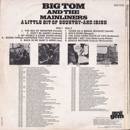 Big Tom And The Mainliners : A Little Bit Of Country - And Irish (LP, Album, RE)