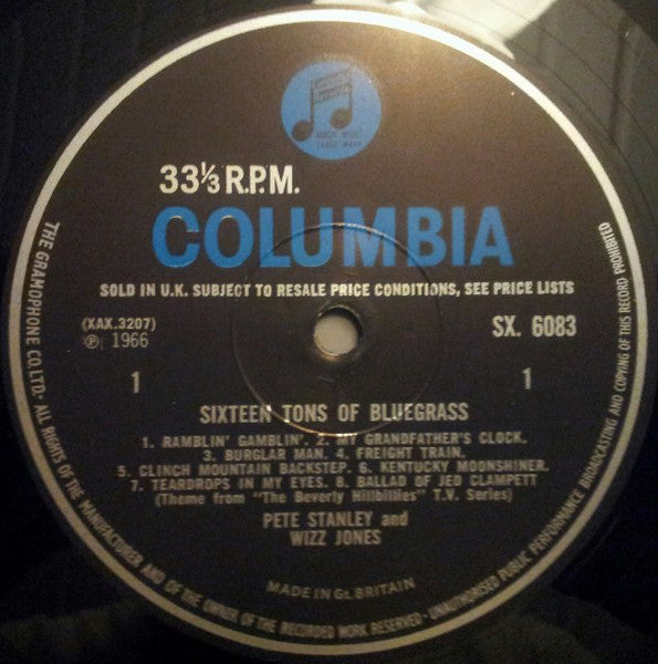 Pete Stanley (3) And Wizz Jones : Sixteen Tons Of Bluegrass (LP, Album, Mono)