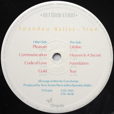 Spandau Ballet : True (LP, Album)