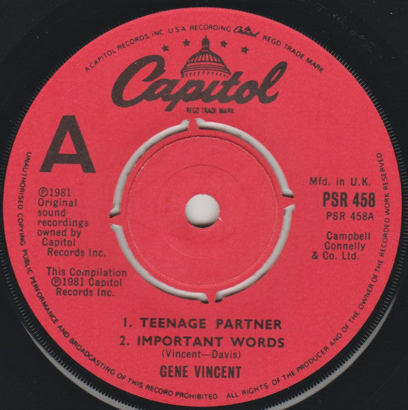 Gene Vincent : Vintage Vincent (7", EP, Comp)