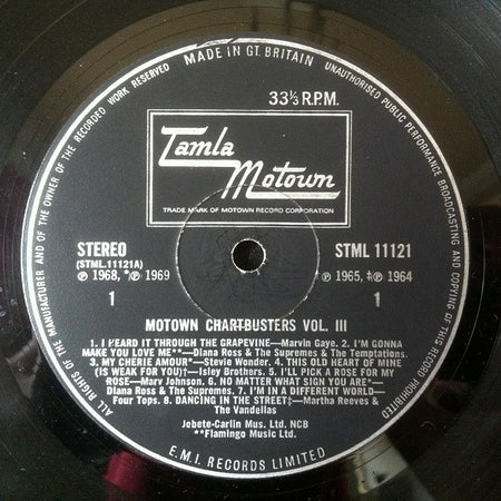 Various : Motown Chartbusters Vol. 3 (LP, Album, Comp)