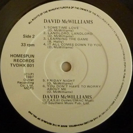 David McWilliams : Working For The Government (LP, Album)
