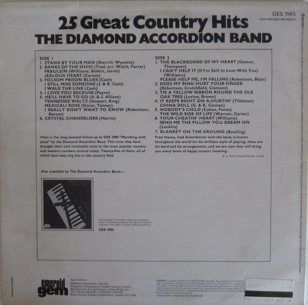 The Diamond Accordion Band : 25 Great Country Hits (LP, Album)