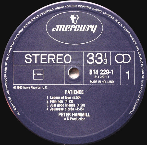Peter Hammill : Patience (LP, Album)