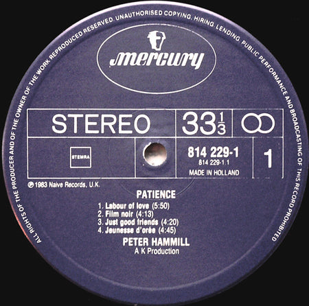 Peter Hammill : Patience (LP, Album)