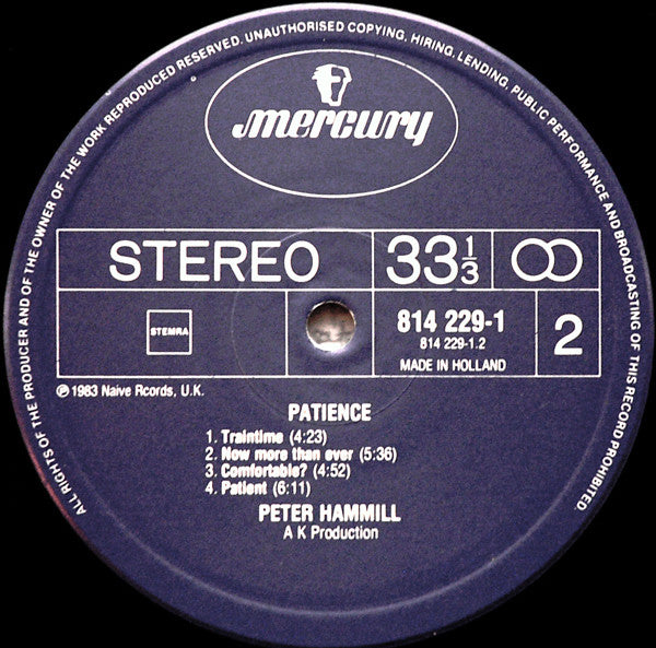 Peter Hammill : Patience (LP, Album)