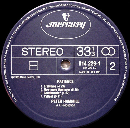 Peter Hammill : Patience (LP, Album)