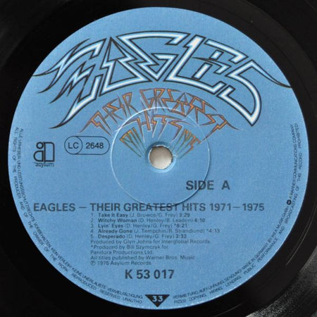 Eagles : Their Greatest Hits 1971-1975 (LP, Album, Comp, RE, Emb)