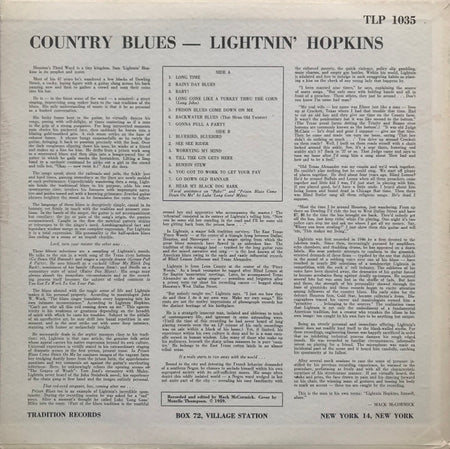 Lightnin' Hopkins : Country Blues (LP, Album, Mono)