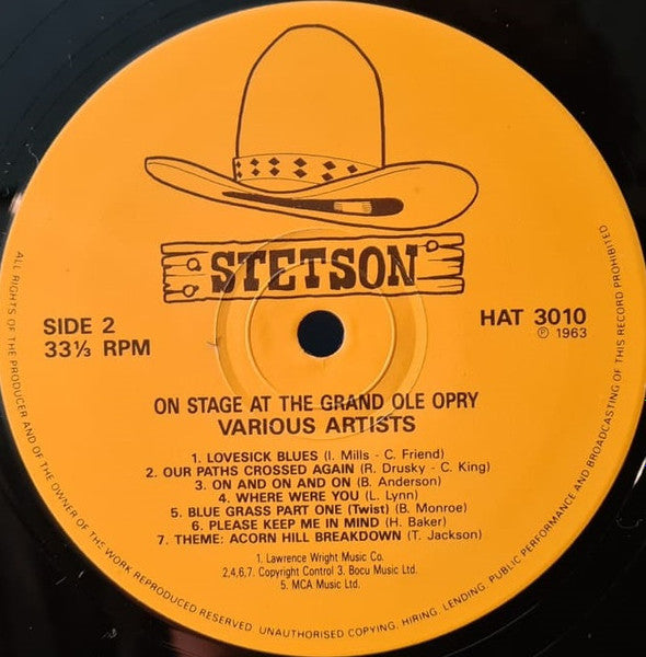 Various : On Stage At The Grand Ole Opry (LP, Album, Mono, RE)